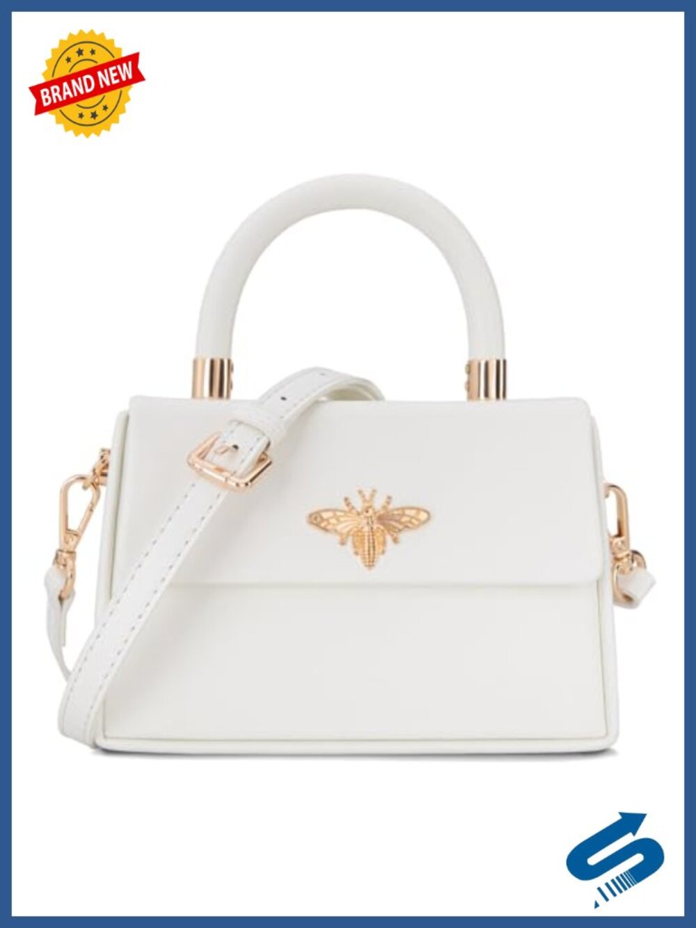 Vegan Leather Top Handle Satchel Crossbody Bag Detachable Strap